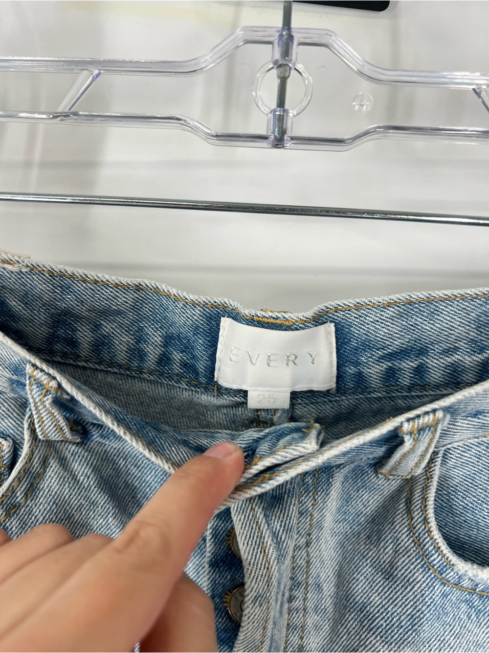 Every High Rise Button Fly Denim Shorts - Picture 3 of 5